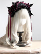 Devil's Horn Sweet Goth Lolita Hairband for Hallowmas Lace Ruffle Headwear