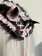 Devil's Horn Sweet Goth Lolita Hairband for Hallowmas Lace Ruffle Headwear