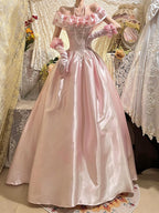 Dignified and Elegant High-end One-word Shoulder Dress Birthday Dinner Party Dress Pink