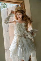 Dirty Fit Wasteland Style Cowboy Slip Dress Irregular Ivory Sleeveless Dress Punk