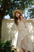 Dirty Fit Wasteland Style Cowboy Slip Dress Irregular Ivory Sleeveless Dress Punk