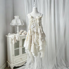 Dirty Fit Wasteland Style Cowboy Slip Dress Irregular Ivory Sleeveless Dress Punk