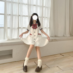 Dream Purple Short Sleeve OP Daily Lolita Dress Spring Summer College White Navy Collar Dress