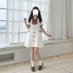 Dream Purple Short Sleeve OP Daily Lolita Dress Spring Summer College White Navy Collar Dress