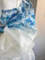 Wedding Lolita Dress Blue - White Tie - Dye Ruffled Off - Shoulder Summer JSK Gown