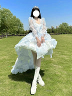 Elegant Lolita Outfit Princess Wedding Dresses Ball Gown Prom Blue Pink Purple Dresses Party Costume