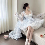 Elegant Lolita Outfit Princess Wedding Dresses Ball Gown Prom Blue Pink Purple Dresses Party Costume