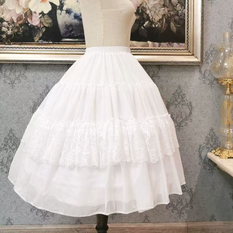 Long Everyday Spreader Poncho Fishbone Spreader White Lolita Petticoat
