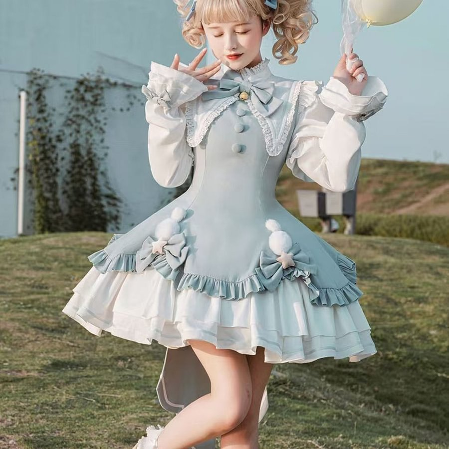 Everyday Elegant Warm Long Sleeve Interior Dress Two-piece Light Lolita
