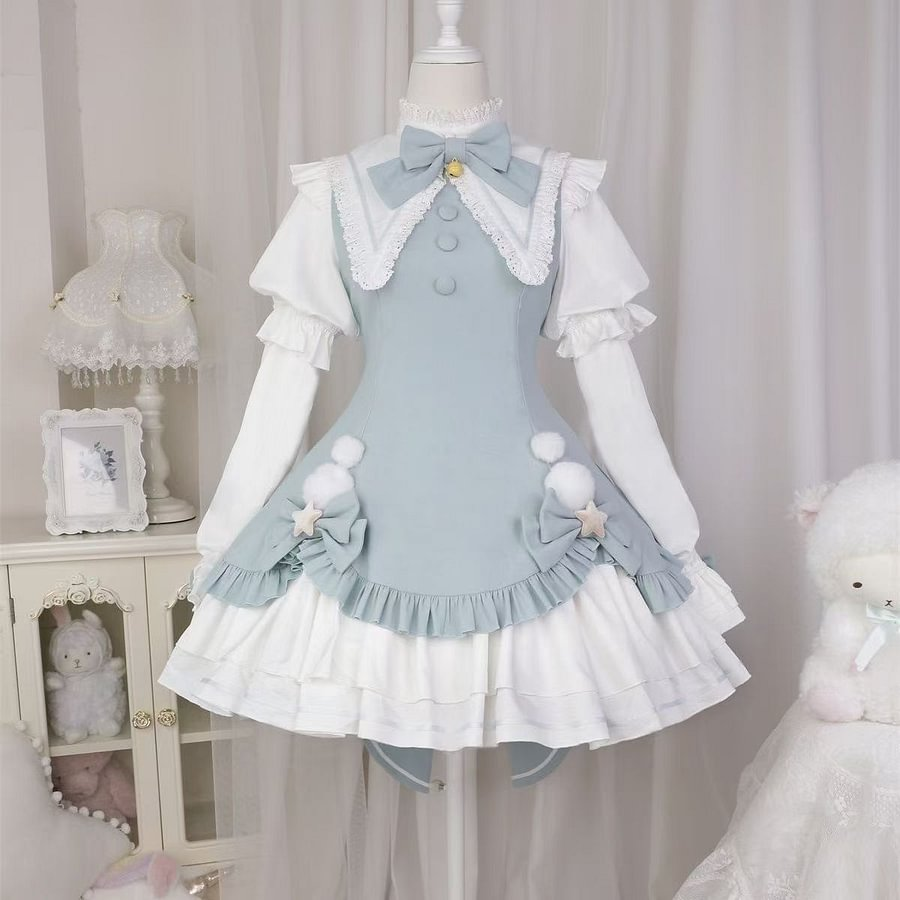 Everyday Elegant Warm Long Sleeve Interior Dress Two-piece Light Lolita