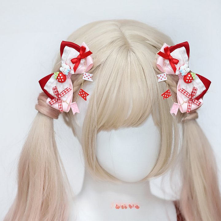 Lolita Hair Accessories  Exquisite Strawberry Handmade Hairpin with Lolita Accessories
