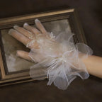 Fairy White Feather Lace Gloves Bride Sweet Dreamy Wedding Accessories