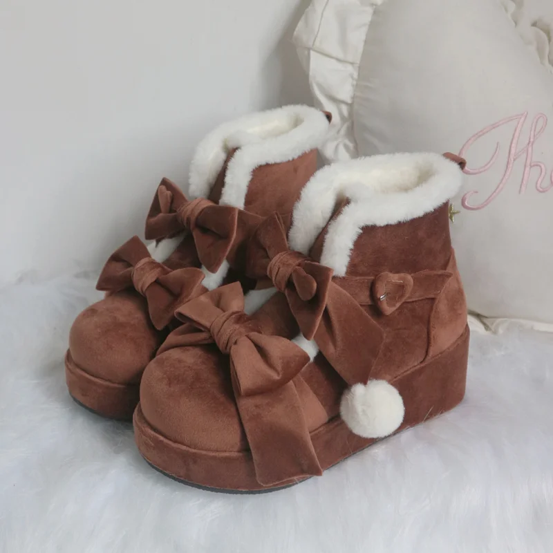 Fleece Platform Snow Lolita Shoes Boots Women's Winter Short Boots Martin Boots Lolita