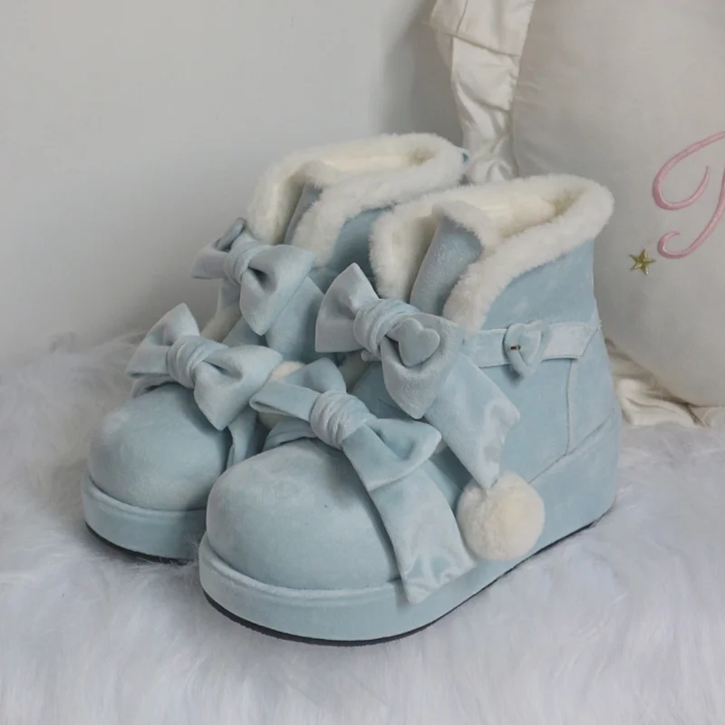Fleece Platform Snow Lolita Shoes Boots Women's Winter Short Boots Martin Boots Lolita