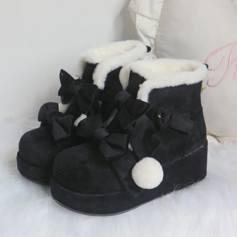 Fleece Platform Snow Lolita Shoes Boots Women's Winter Short Boots Martin Boots Lolita