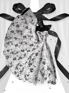 Floral JSK Dress Monochrome Vintage Inspire Sweet Black Classic Lolita Midi Gown for All Seasons Casual