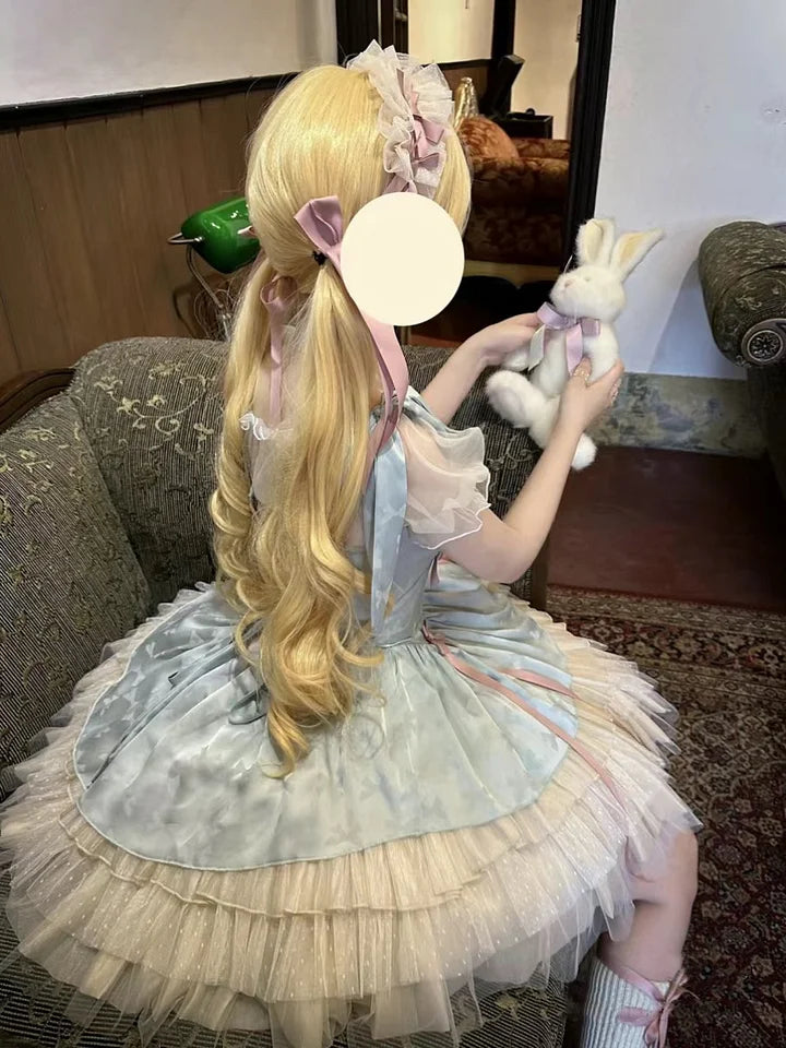 Hime Lolita Flower Short Spring and Summer Bullet Style Cake Princess Dress