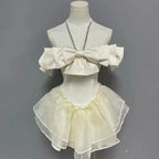 French Lolita Sweet Lolita Pink Off Shoulder Apricot Diamond Bow Princess Dress Sweet Lolita Short Prom Dress