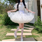 Lolita Petticoats Full White Bow Ruffles Gauze Gown Crinoline Daily Daily Wear