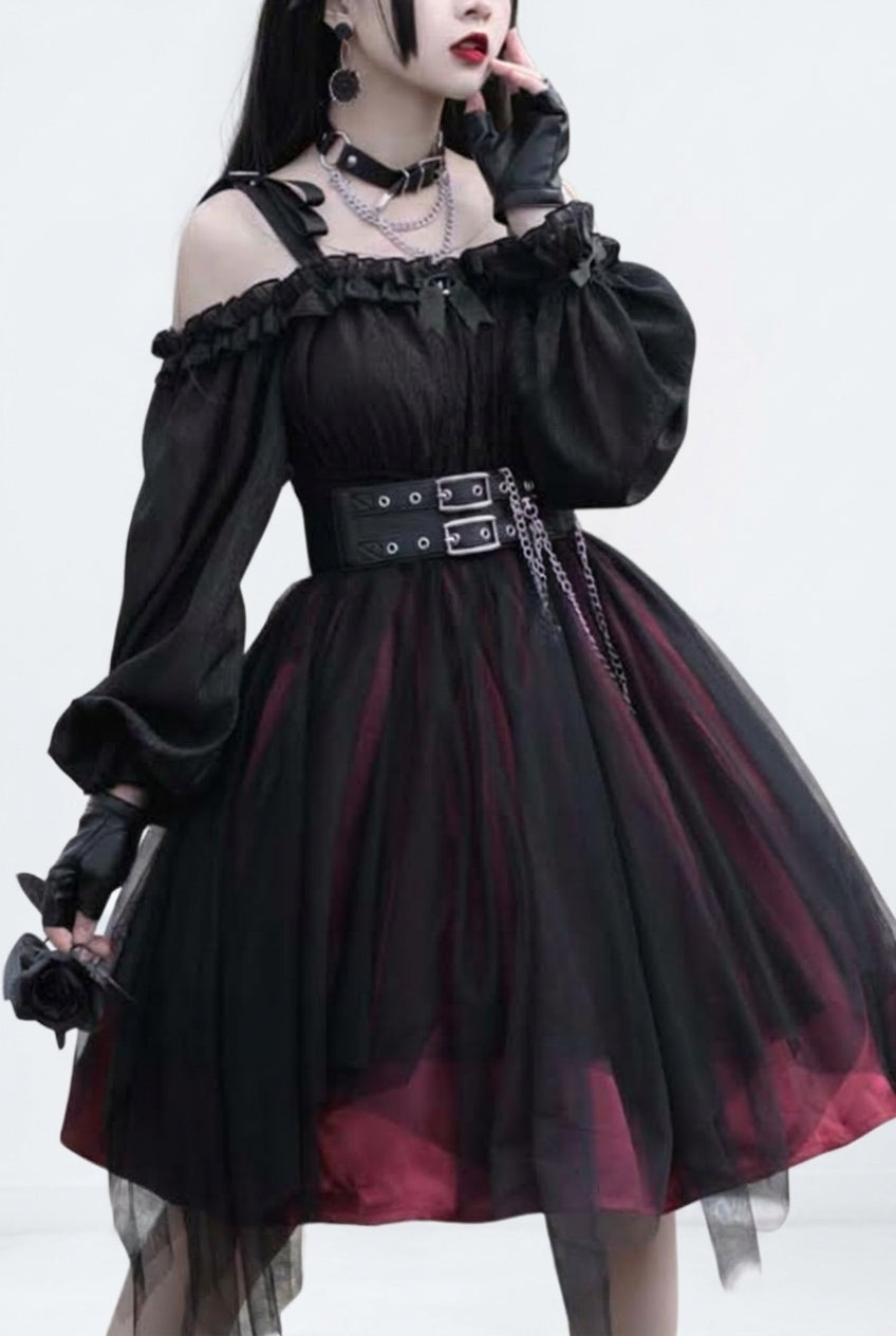 Twelve O'Clock Star Irregular Hem Gothic Lolita OP Dress