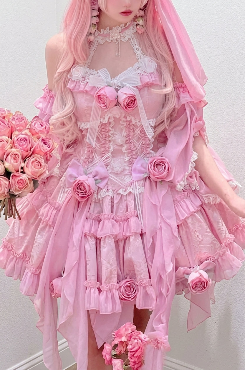 Gem Princess Fish Bone Detached Hime Sleeves Sweet Lolita Princess Dress Set 2 Colors