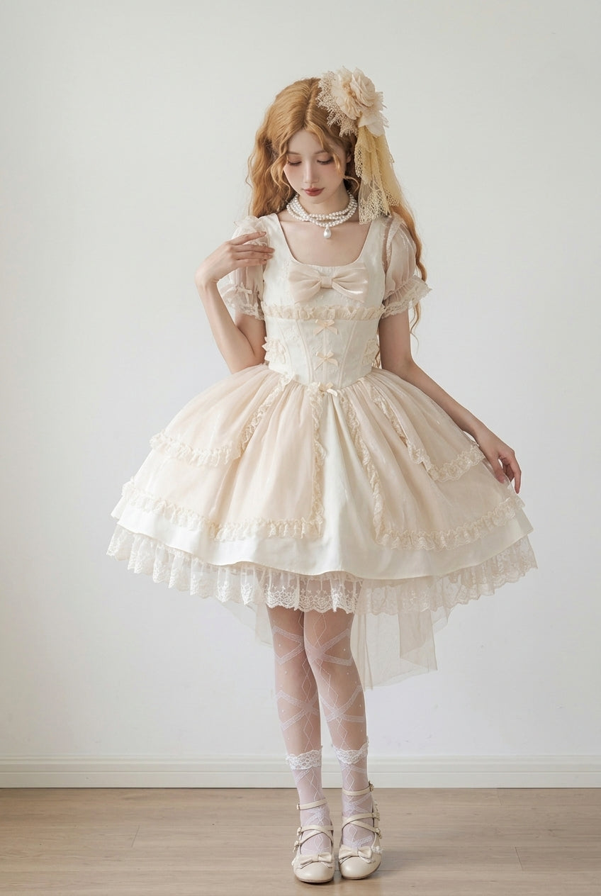 Symphony Cardigan Bowknot Sweet Elegant Princess Lolita Jsk Dress 2 Colors