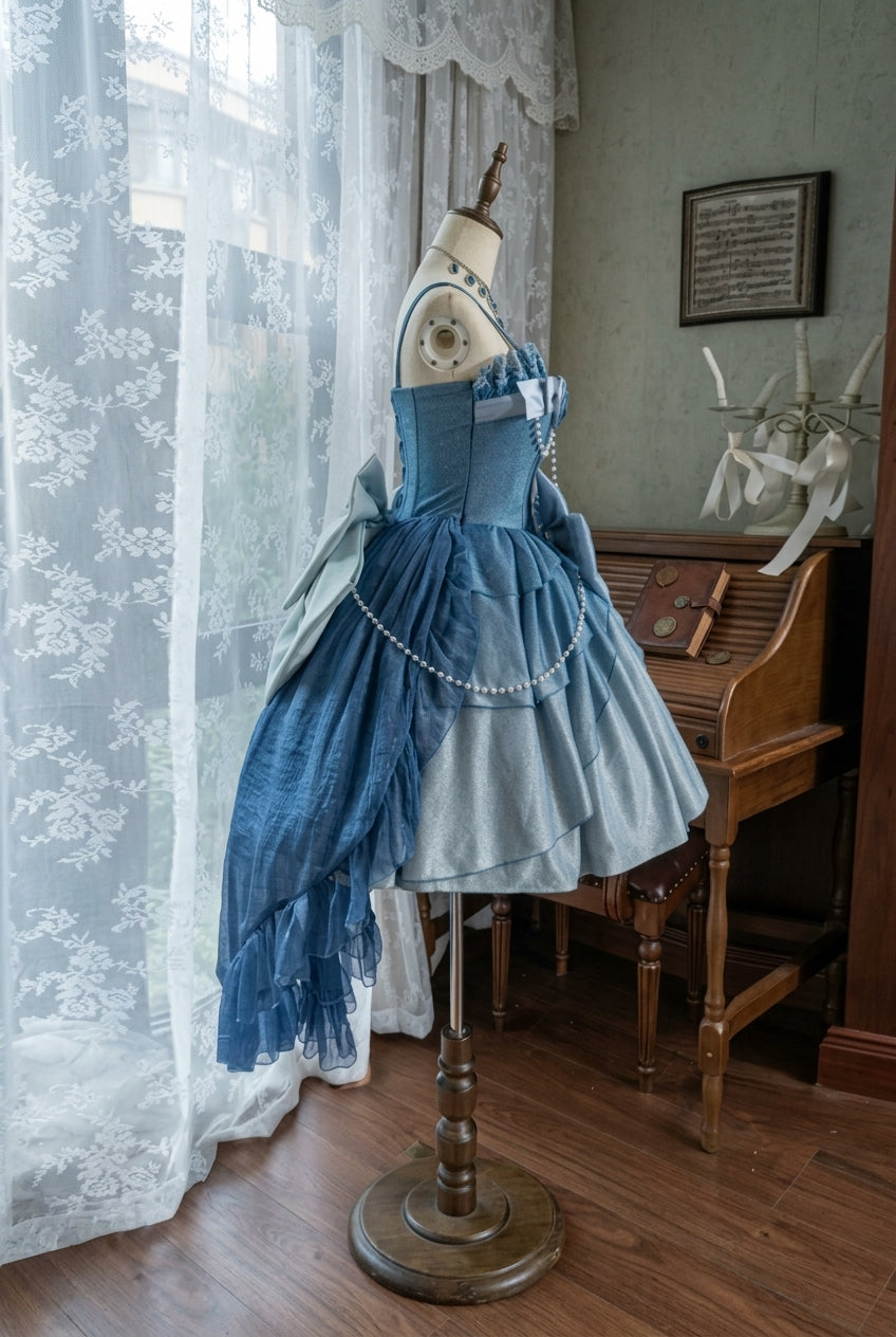 Blue Capture The Stars Hanayome Bowknot Shiny Sweet Princess Lolita Jsk Dress