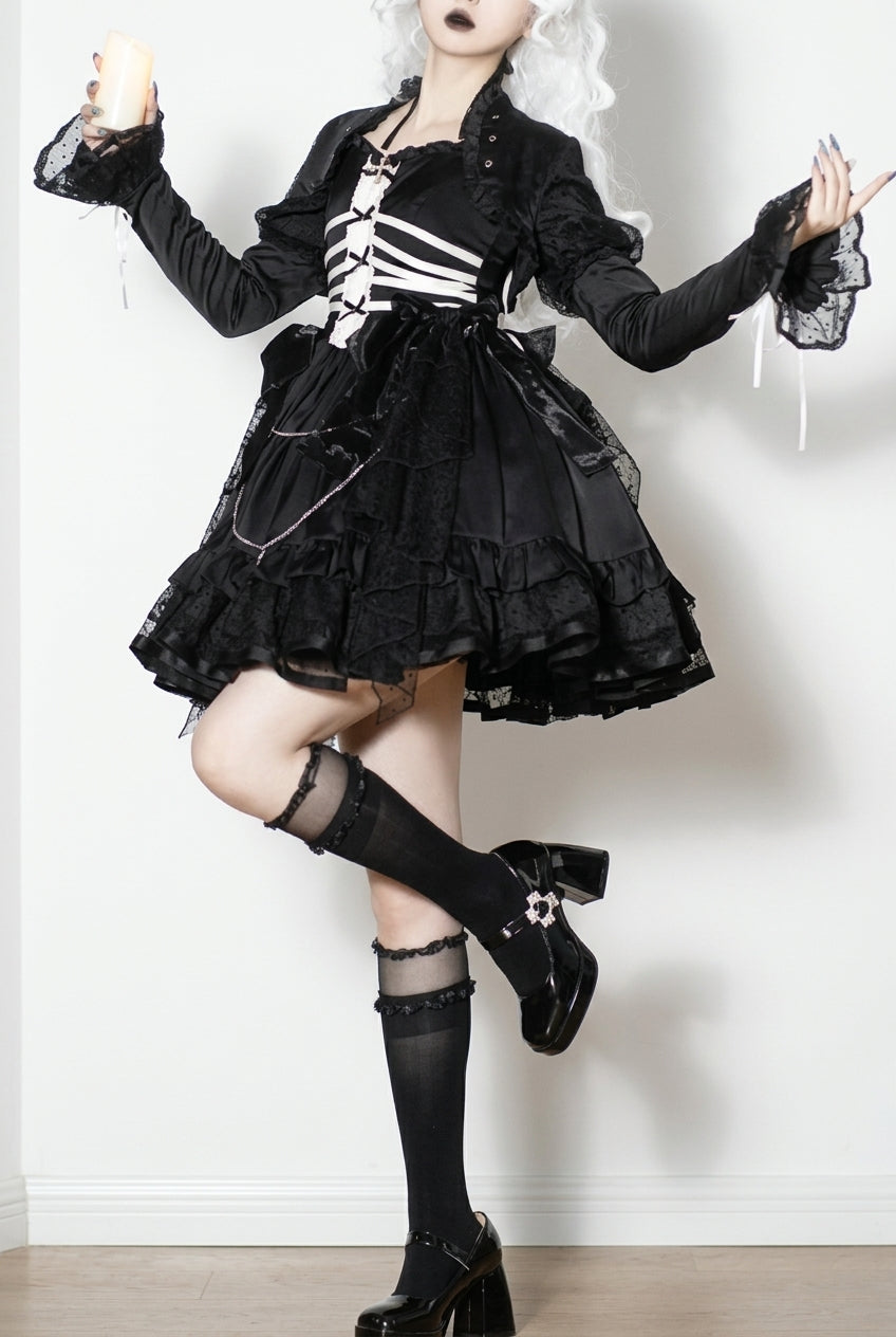 Black Multi-layer Ruffle Gothic Elegant Princess Lolita Jsk Dress
