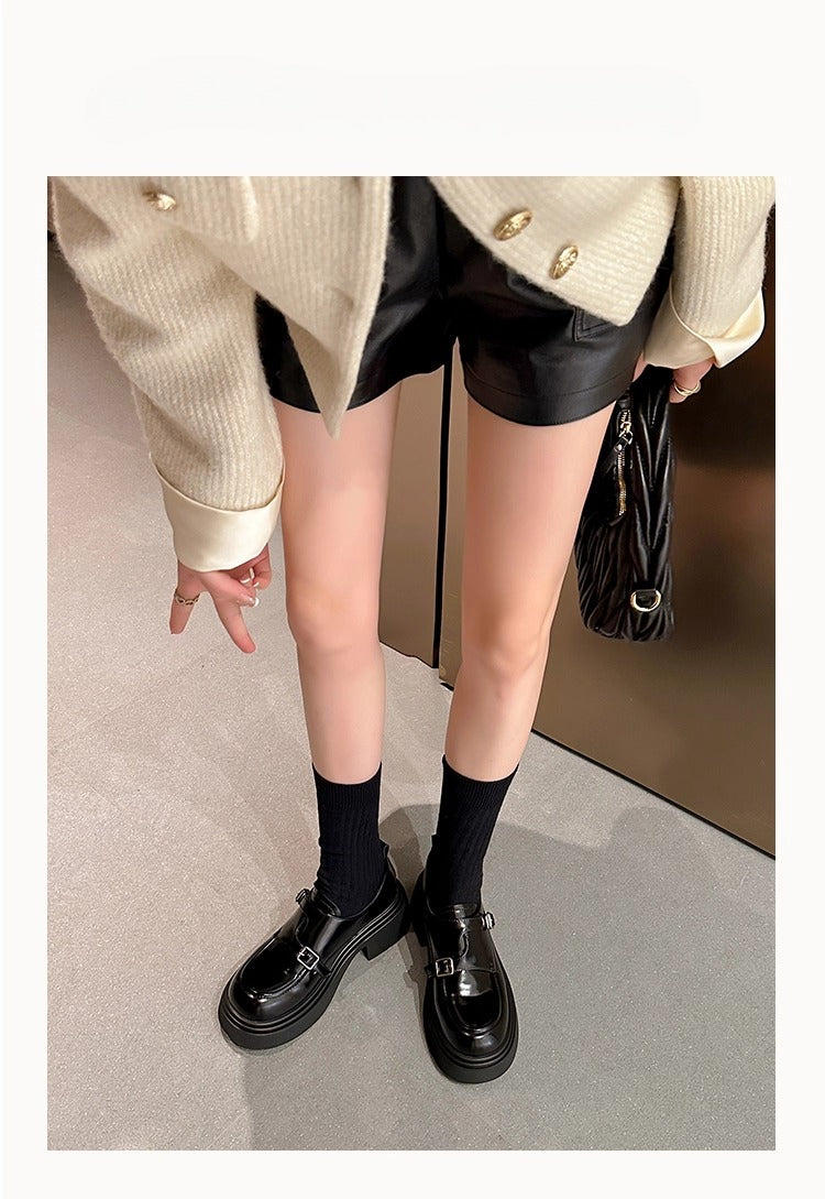 Lolita Shoes Genuine Leather Loafers 5.5cm Platform British Style Leather for Women Autumn