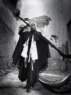 Goth Lolita Cape Coat Black Military Lolita Inspired Cloak with Lace Trim Regal Buttons