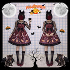 Goth Lolita Classic Sweet Lolita Purple RedHalloween Cat Lolita Dress JSK