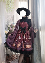 Goth Lolita Classic Sweet Lolita Purple RedHalloween Cat Lolita Dress JSK
