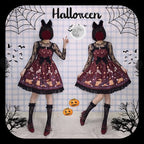 Goth Lolita Classic Sweet Lolita Purple RedHalloween Cat Lolita Dress JSK