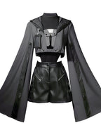 Goth Lolita Cloak Shorts Set Black Tactical Inspired Ensemble