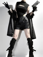 Goth Lolita Cloak Shorts Set Black Tactical Inspired Ensemble