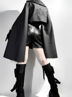 Goth Lolita Cloak Shorts Set Black Tactical Inspired Ensemble