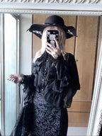 Goth Lolita Dark Gothic Shirt Bat Sleeve Loose Lolita Spring and Autumn Red Black Shirt Blouse