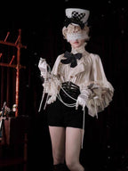 Goth Lolita Dark Gothic Shirt Bat Sleeve Loose Lolita Spring and Autumn White Apricot Silver Shirt Blouse