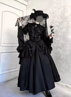 Goth Lolita Dark Gothic Shirt Bat Sleeve Loose Lolita Spring and Autumn White Apricot Silver Shirt Blouse