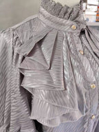 Goth Lolita Dark Gothic Shirt Bat Sleeve Loose Lolita Spring and Autumn White Apricot Silver Shirt Blouse