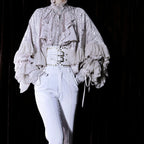 Goth Lolita Dark Gothic Shirt Bat Sleeve Loose Lolita Spring and Autumn White Apricot Silver Shirt Blouse