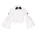 Goth Lolita Dress Girl Magic Dark Black White Wind Daily Dress OP Long Sleeve Strap Skirt Set