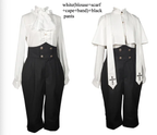 Goth Lolita Dress Holy Academy Prince Skirt Set Black White Cape