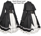 Goth Lolita Dress Holy Academy Prince Skirt Set Black White Cape