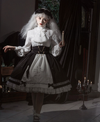 Goth Lolita Dress Holy Academy Prince Skirt Set Black White Cape