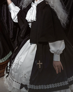 Goth Lolita Dress Holy Academy Prince Skirt Set Black White Cape