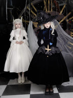 Goth Lolita Embroider Top Black White Fishbone Breast Gemini Autumn/winter Halloween Lolita Dresses
