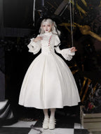 Goth Lolita Embroider Top Black White Fishbone Breast Gemini Autumn/winter Halloween Lolita Dresses