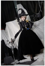 Goth Lolita Embroider Top Black White Fishbone Breast Gemini Autumn/winter Halloween Lolita Dresses