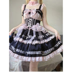Goth Lolita Prom Dress Purple Lolita Sweet Summer Black Purple Pink Gauze Skirt Tutu Skirt Lace Ruffle Edge